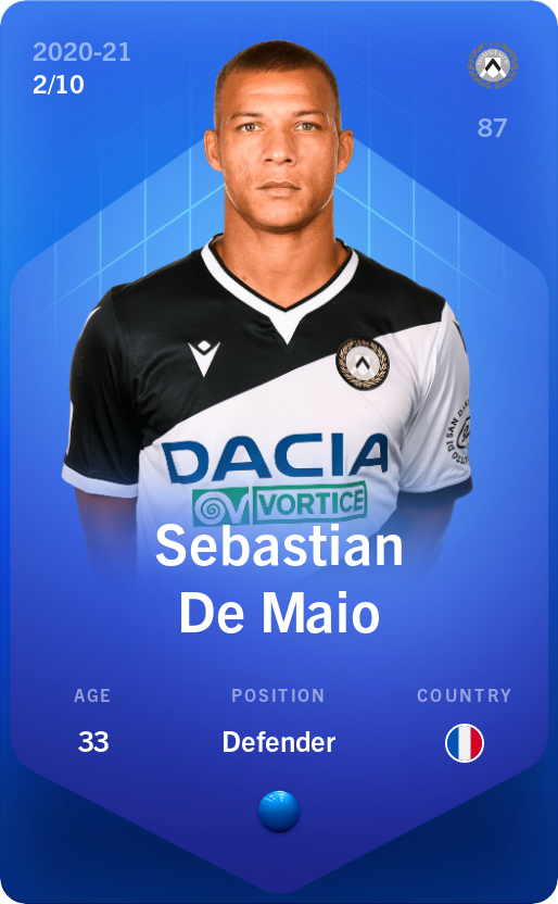 Sorare - Sorare Official - Sebastian De Maio 2020-21 • Super Rare 2/10 - NFT # 39933210925890393744878101069572157375634913412479944782692720997379944695261
