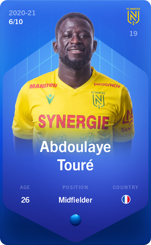 Sorare - Sorare Official - Abdoulaye Touré 2020-21 • Super Rare 6/10 - NFT # 102000857926693204579327521812451411082476405540099387098396272831323333775974