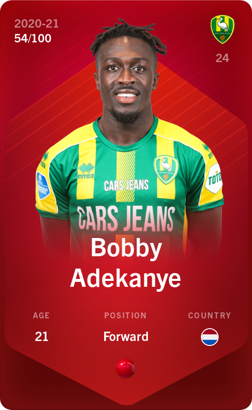 Sorare - Sorare Official - Bobby Adekanye 2020-21 • Rare 54/100 - NFT # 92470093918658975485654448271712041798543781970065130232743682280063355005788