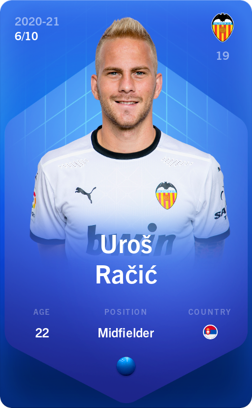 Sorare - Sorare Official - Uroš Račić 2020-21 • Super Rare 6/10 - NFT # 44370174631017542829699571154875735713979820644722765237704539855351247280980