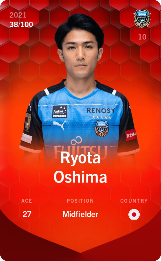 Sorare - Sorare Official - Ryota Oshima 2021-22 • Rare 38/100 - NFT # 52948435469856782048579831466509535189376171607934053256439623363520108936428