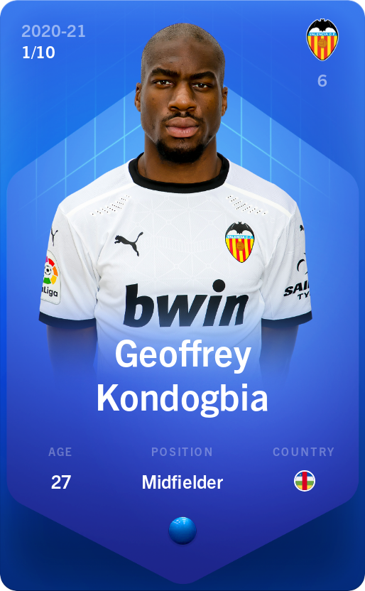 Sorare - Sorare Official - Geoffrey Kondogbia 2020-21 • Super Rare 1/10 - NFT # 103816027514497172544756477828003929146487941438744266538204408829230577894208