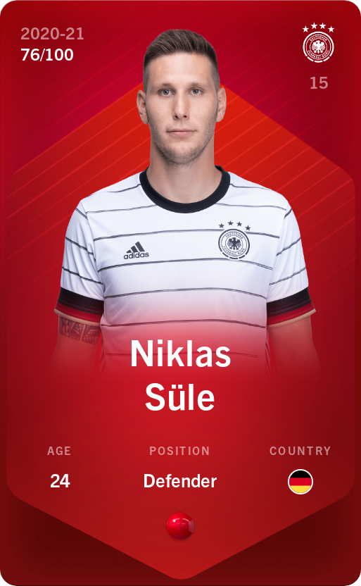 Sorare - Sorare Official - Niklas Süle 2020-21 • Rare 76/100 - NFT # 114710251531317148951289686406193483142054356431836834455126640812270167971802