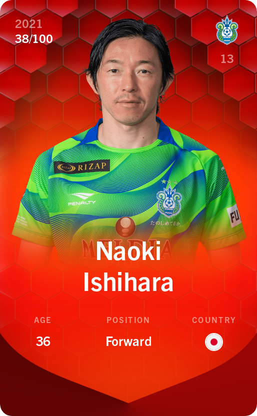 Sorare - Sorare Official - Naoki Ishihara 2021-22 • Rare 38/100 - NFT # 59225623272706115169199492344885088447794385241655128020688287068745993879324