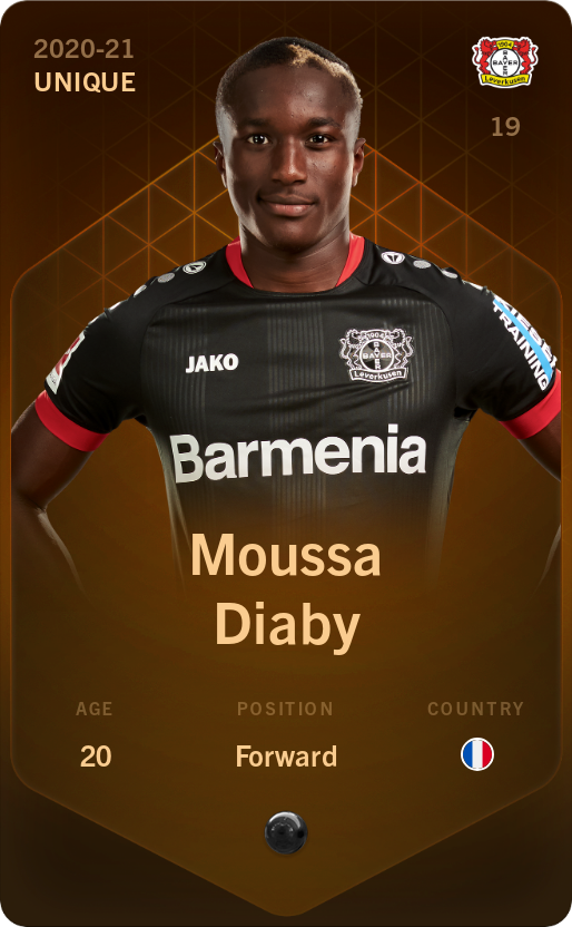 Sorare - Sorare Official - Moussa Diaby 2020-21 • Unique - NFT # 1114069648658983355328919249966992612318992276602254018833756891630313964625