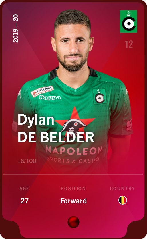 Sorare - Sorare Official - Dylan De Belder 2019-20 • Rare 16/100 - NFT # 48056925116258876097531665938653775937291699347848599539712241439059294570393