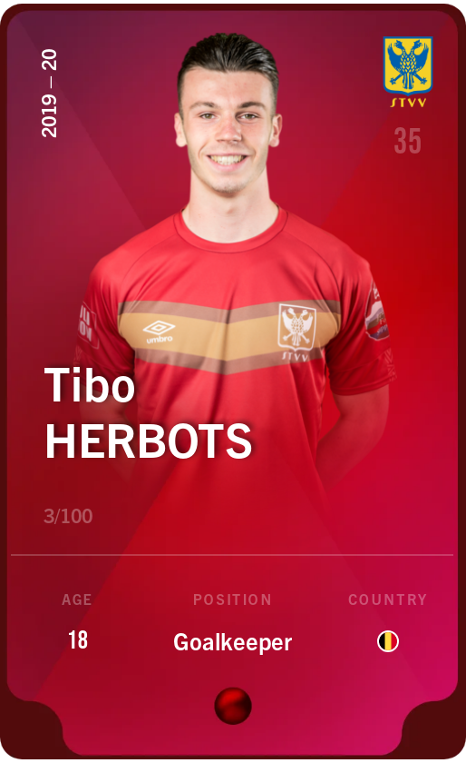 Sorare - Sorare Official - Tibo Herbots 2019-20 • Rare 3/100 - NFT # 21797880470259268060531329288038797868742661475736536274740086376879443792434