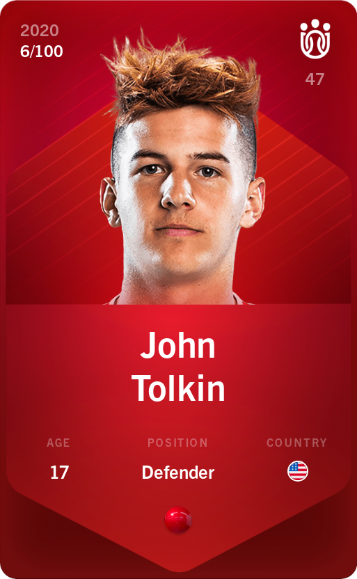 Sorare - Sorare Official - John Tolkin 2020-21 • Rare 6/100 - NFT # 104076205436538421800461682693557665839730716804308248022052354145202863332751