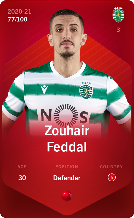 Sorare - Sorare Official - Zouhair Feddal 2020-21 • Rare 77/100 - NFT # 39562244431741391376938829395297282544828282427741168502496310791935121837873