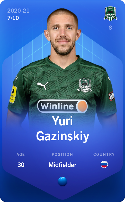 Sorare - Sorare Official - Yuri Gazinskiy 2020-21 • Super Rare 7/10 - NFT # 80772017440430884597519460037082730904741951598970674327622303205135221652049