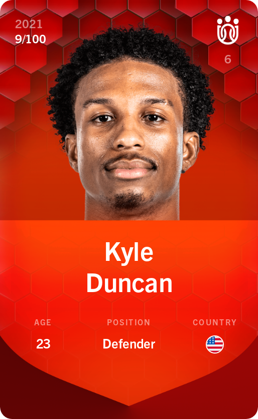 Sorare - Sorare Official - Kyle Duncan 2021-22 • Rare 9/100 - NFT # 25657562313514139986329504013454744783585771022753206877973040167441430470174