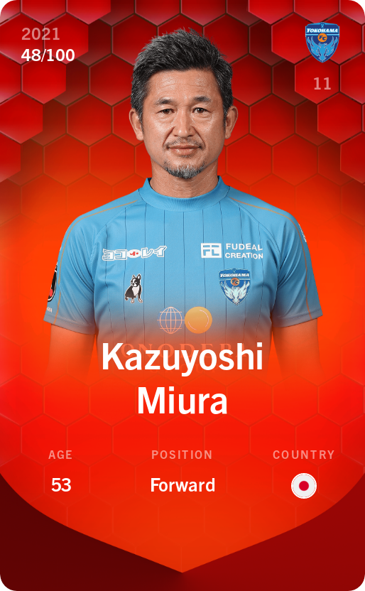 Sorare - Sorare Official - Kazuyoshi Miura 2021-22 • Rare 48/100 - NFT # 78143495576057197628011327465691111369834403843088067968338957238546569910369