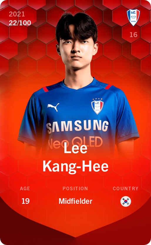 Sorare - Sorare Official - Lee Kang-Hee 2021-22 • Rare 22/100 - NFT # 95428739941699864804941873108598807924482738081957100756937000440441703659190