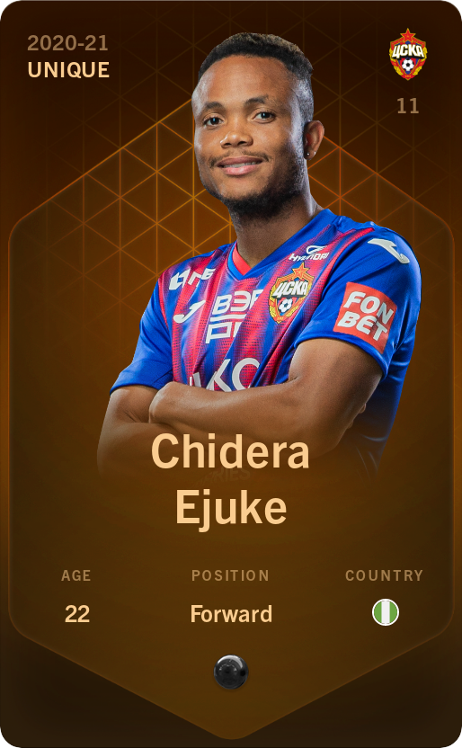Sorare - Sorare Official - Chidera Ejuke 2020-21 • Unique - NFT # 62016682469955179428689404389294828280576752026297662428308270414719788838923