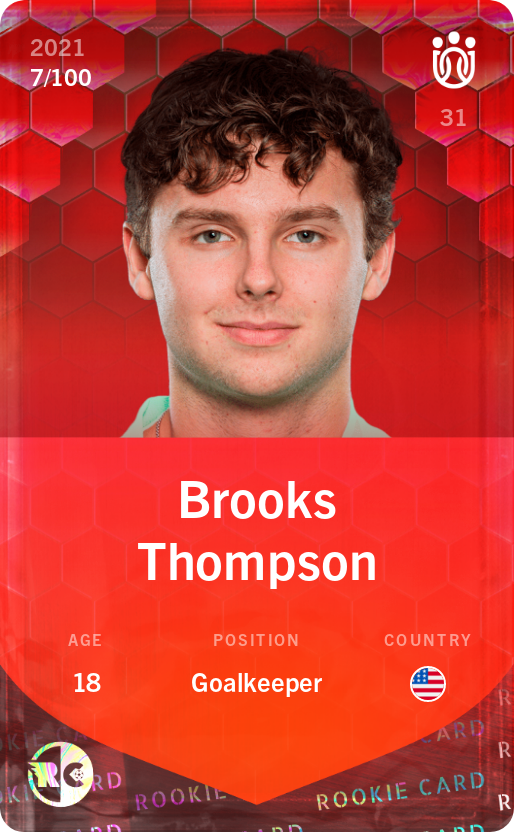 Sorare - Sorare Official - Brooks Thompson 2021-22 • Rare 7/100 - NFT # 52392305627722563312346027403564301519893627702518442413834887500778424119884