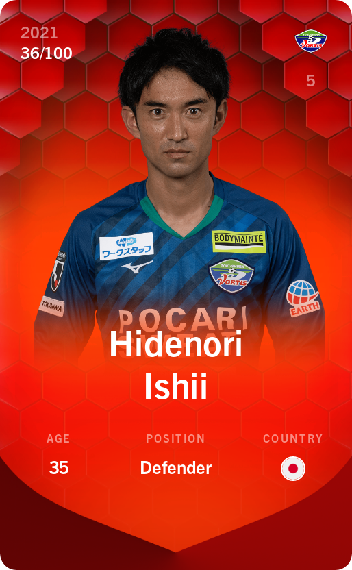 Sorare - Sorare Official - Hidenori Ishii 2021-22 • Rare 36/100 - NFT # 92922538078503162992907363561893739888349531174432161525618196661669868082179