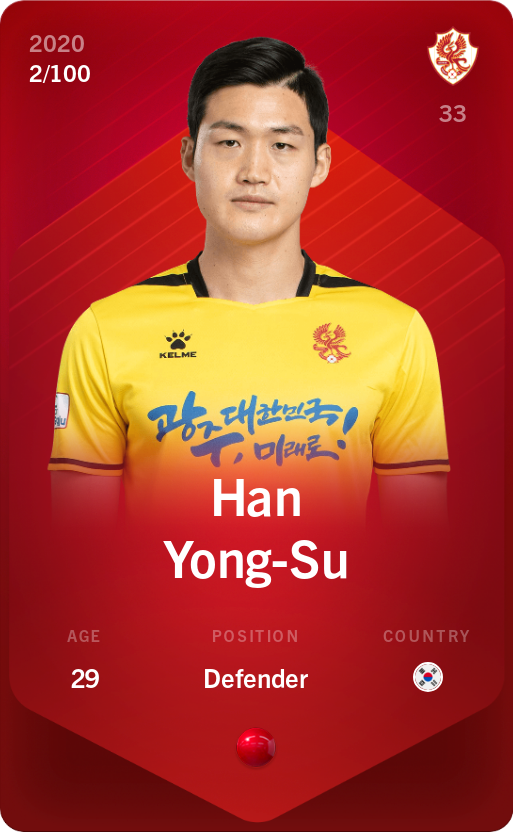Sorare - Sorare Official - Han Yong-Su 2020-21 • Rare 2/100 - NFT # 16757641364535776613344320976707031838322720838664024310499438422586065099356