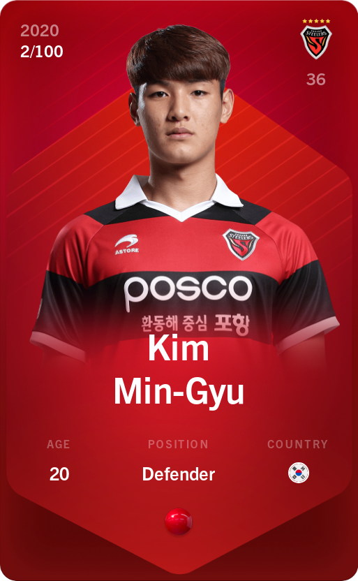 Sorare - Sorare Official - Kim Min-Gyu 2020-21 • Rare 2/100 - NFT # 71297726107479438229423553015974576396499148474537237896757430101136058286840