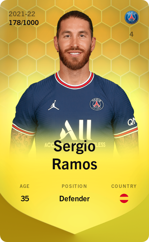 Sorare - Sorare Official - Sergio Ramos 2021-22 • Limited 178/1000 - NFT # 9189763129577194041013467220565099540778364355564584270896581488787854768962