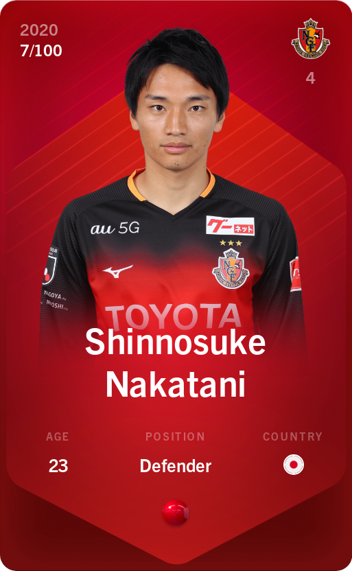 Sorare - Sorare Official - Shinnosuke Nakatani 2020-21 • Rare 7/100 - NFT # 77764308257583861541364150757854628772665920293042808710249785436861234731425