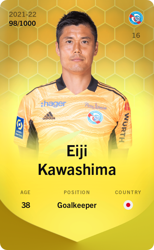 Sorare - Sorare Official - Eiji Kawashima 2021-22 • Limited 98/1000 - NFT # 76285503285938893130209706382134920396675184702276701348546069498935049480491