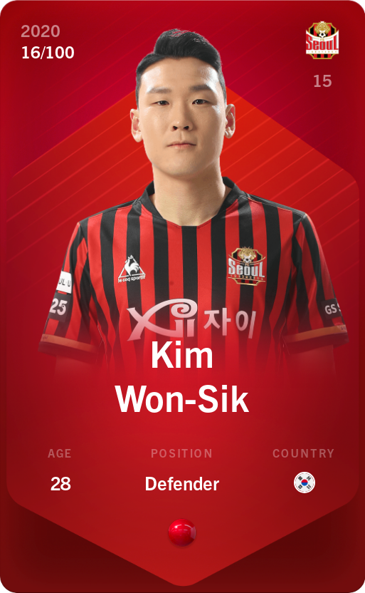 Sorare - Sorare Official - Kim Won-Sik 2020-21 • Rare 16/100 - NFT # 79035370850177644781720052564134356240921922154494108955365504013271087876692