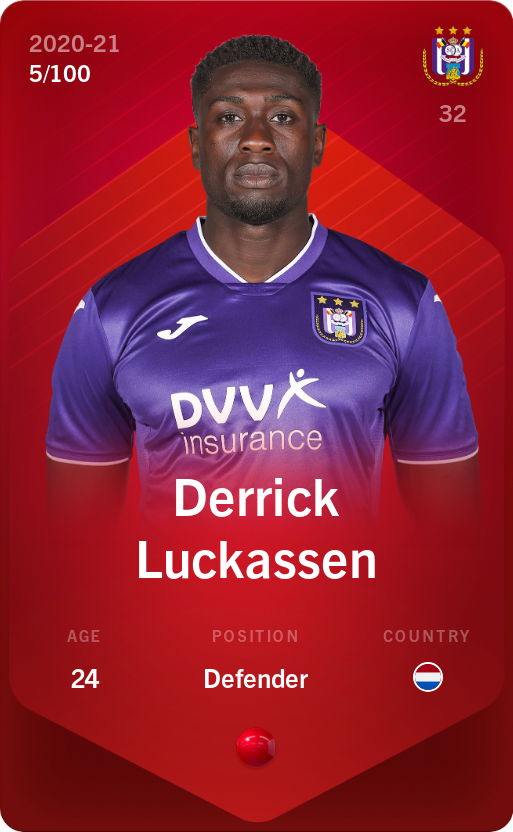Sorare - Sorare Official - Derrick Luckassen 2020-21 • Rare 5/100 - NFT # 13666463641221636121697154250973337237109994901398200413523938697109833381149