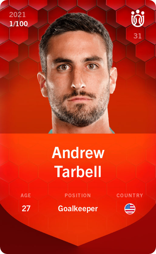 Sorare - Sorare Official - Andrew Tarbell 2021-22 • Rare 1/100 - NFT # 18513039989737353217792908908230843480077616448359985837426735741937114745187