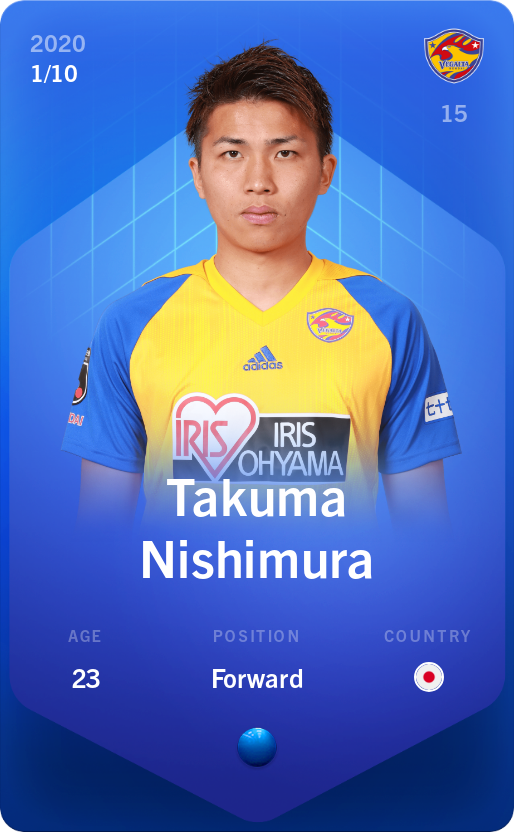 Sorare - Sorare Official - Takuma Nishimura 2020-21 • Super Rare 1/10 - NFT # 107675036724664558905631481386334376087870157003150556937887788363846412760172