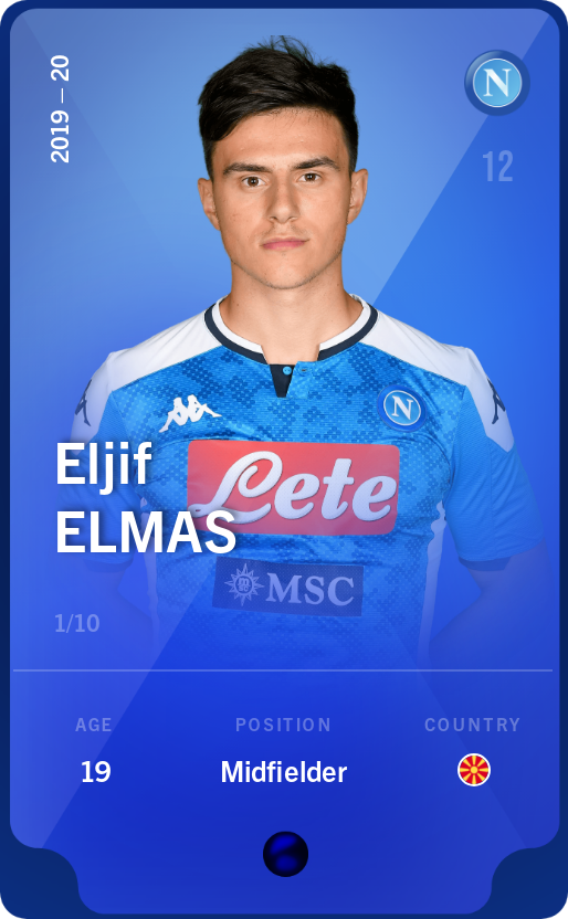 Sorare - Sorare Official - Eljif Elmas 2019-20 • Super Rare 1/10 - NFT # 111413919556693063862666882780453429386361902021622745953883684613980216006878
