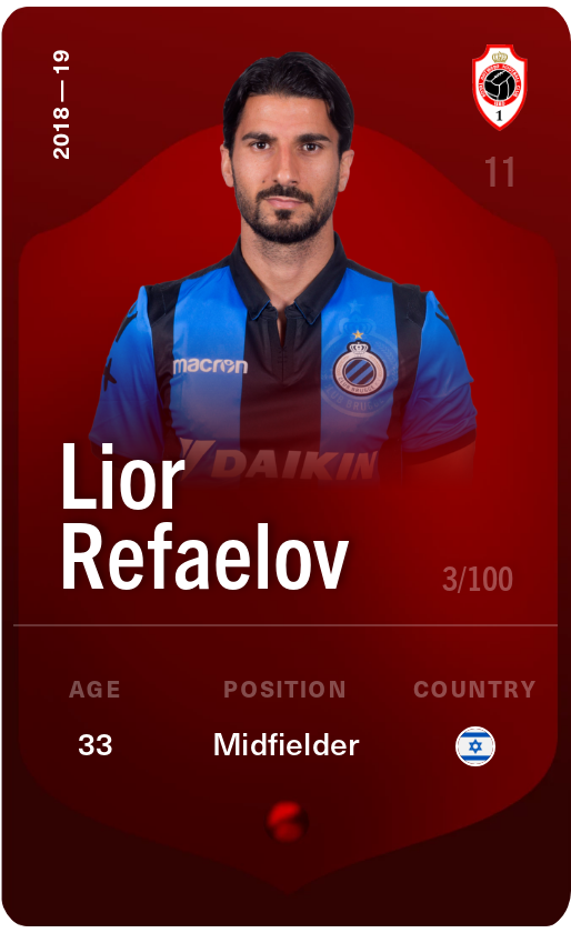 Sorare - Sorare Official - Lior Refaelov 2018-19 • Rare 3/100 - NFT # 66877151609993125306064816194928181544422139006194405418256760878980884635363