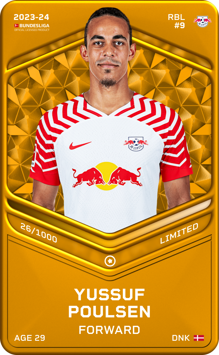 Sorare - Sorare Official - Yussuf Poulsen 2023-24 • Limited 26/1000 - NFT # 30662666330461829621756249713081929914430809063950796409475659592966503617666