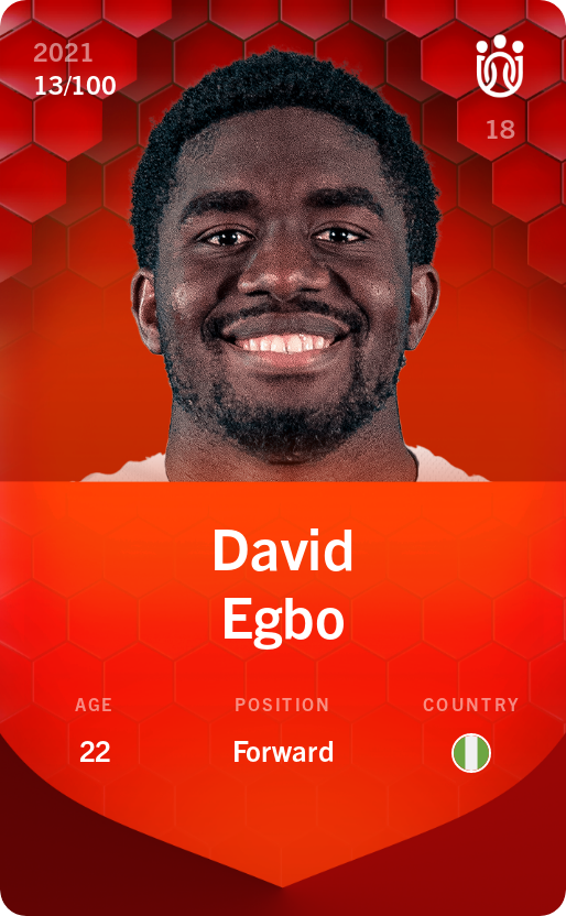 Sorare - Sorare Official - David Egbo 2021-22 • Rare 13/100 - NFT # 18665603704600482229023874299649140757700686741824949524469113854588207242901
