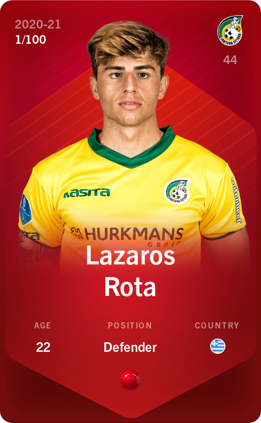 Sorare - Sorare Official - Lazaros Rota 2020-21 • Rare 1/100 - NFT # 35814847362171029448867345473448468827064286388169791536441340806383946643735