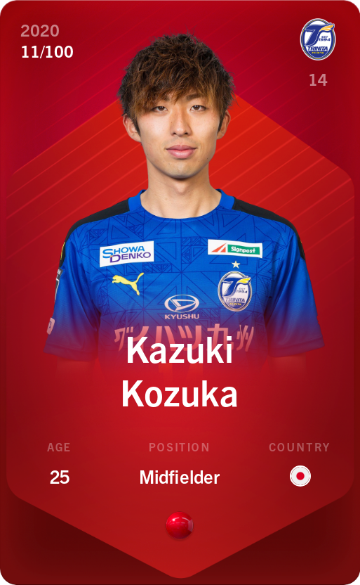 Sorare - Sorare Official - Kazuki Kozuka 2020-21 • Rare 11/100 - NFT # 79062190185661773311688309818755280819272208707940022783822818441562911493460