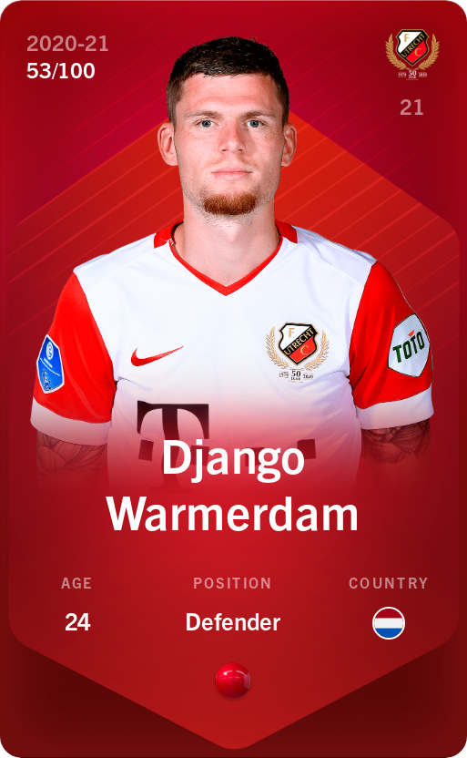 Sorare - Sorare Official - Django Warmerdam 2020-21 • Rare 53/100 - NFT # 50506361232019032711081303084147726559973257879427262837182395558114924171728