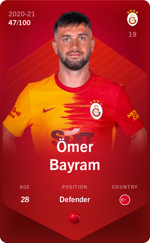 Sorare - Sorare Official - Ömer Bayram 2020-21 • Rare 47/100 - NFT # 39472737825634395576233318356092528868097319688947487701894253381907663251932