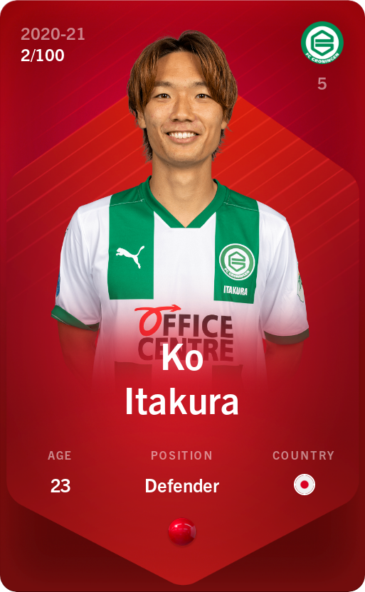 Sorare - Sorare Official - Ko Itakura 2020-21 • Rare 2/100 - NFT # 90625022147106581303735805574682661239159089937746095125501623578084829278833