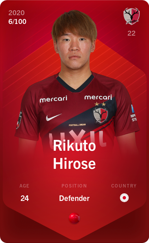 Sorare - Sorare Official - Rikuto Hirose 2020-21 • Rare 6/100 - NFT # 85851560448243316750174406454229145607941170482108261999625092738200963623168