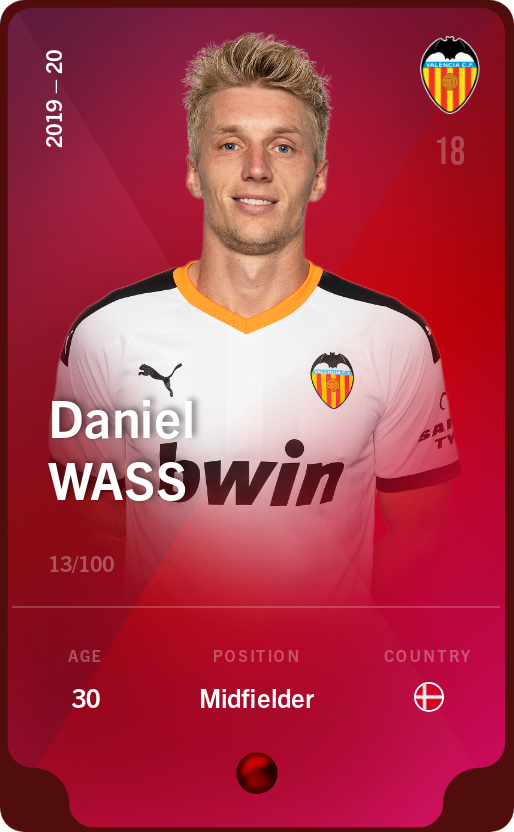 Sorare - Sorare Official - Daniel Wass 2019-20 • Rare 13/100 - NFT # 3713474878221310490180226186606259644045824875823034514423948248817930330013