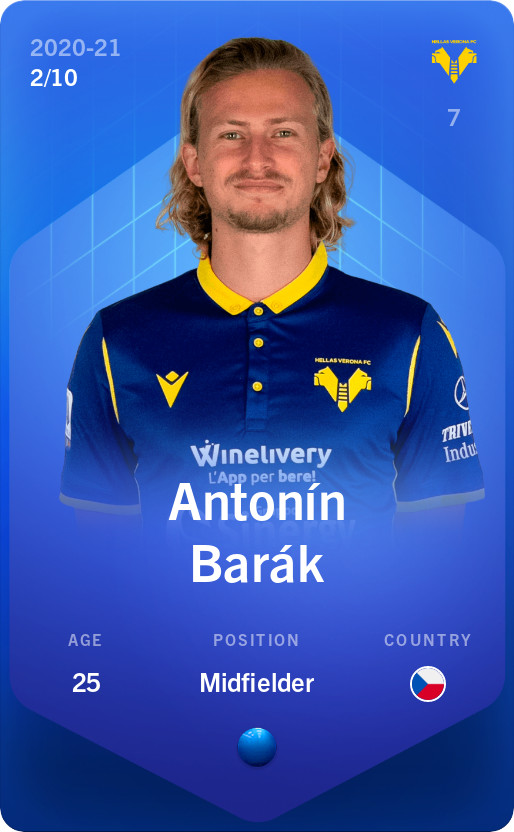 Sorare - Sorare Official - Antonín Barák 2020-21 • Super Rare 2/10 - NFT # 72918977091643260172368313551058117994356364264251245074748666486509803095516