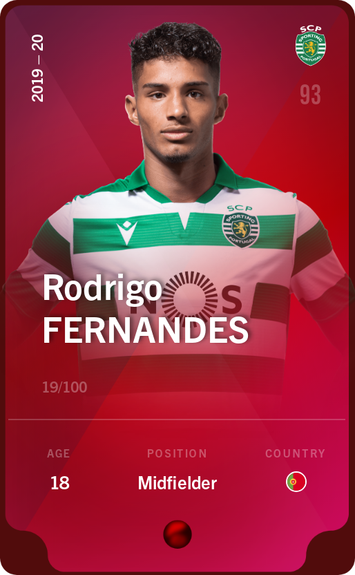 Sorare - Sorare Official - Rodrigo Fernandes 2019-20 • Rare 19/100 - NFT # 22822762756965152653270337663198677557055777362756436445366974443629932631654