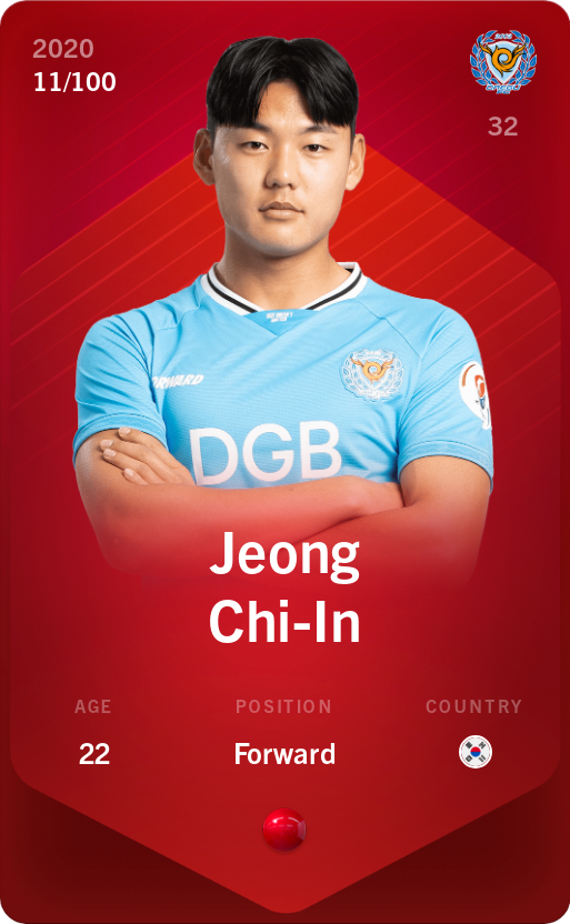 Sorare - Sorare Official - Jeong Chi-In 2020-21 • Rare 11/100 - NFT # 25107534602992502448149481402950057431410532792079996871253189786438573447803