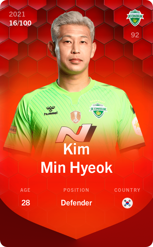 Sorare - Sorare Official - Kim Min Hyeok 2021-22 • Rare 16/100 - NFT # 88286492299589522295633047745300712946548197847695994491378016436810297338883