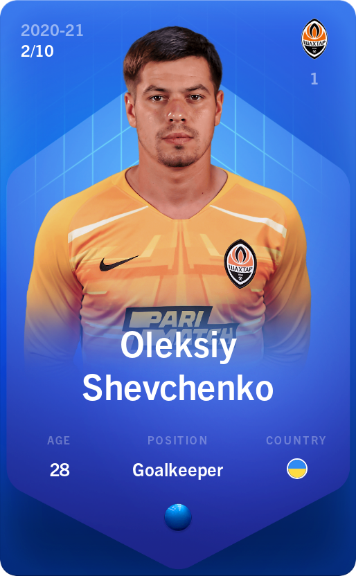 Sorare - Sorare Official - Oleksiy Shevchenko 2020-21 • Super Rare 2/10 - NFT # 58727080370390114044780451615159648133201847278549827269317772604252113423937