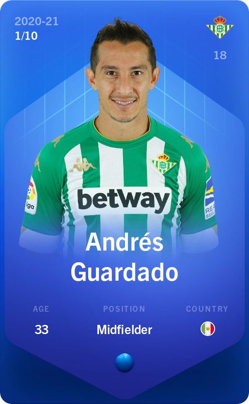 Sorare - Sorare Official - Andrés Guardado 2020-21 • Super Rare 1/10 - NFT # 64060230843796869524260516936381265146050562698552383256133734667573513730524