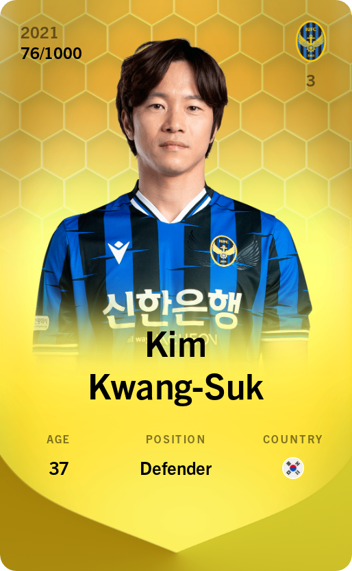 Sorare - Sorare Official - Kim Kwang-Suk 2021-22 • Limited 76/1000 - NFT # 109446046789546604267064338715788444476657088808555263057846736677804162775326