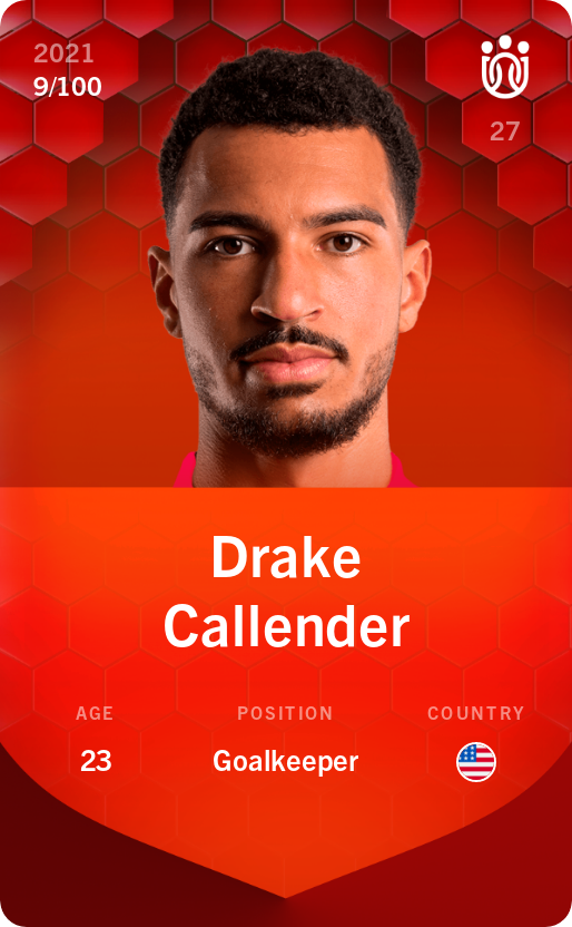 Sorare - Sorare Official - Drake Callender 2021-22 • Rare 9/100 - NFT # 62913396633959483395559932123775081509572785656223040012453429188104678340604