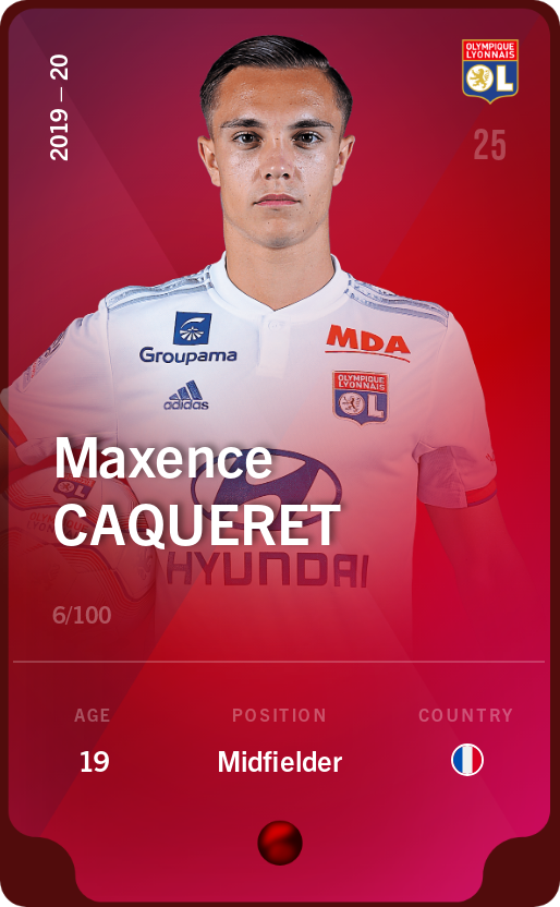 Sorare - Sorare Official - Maxence Caqueret 2019-20 • Rare 6/100 - NFT # 66403422913626772853581691600429206952616279558877742205160465142389609212870