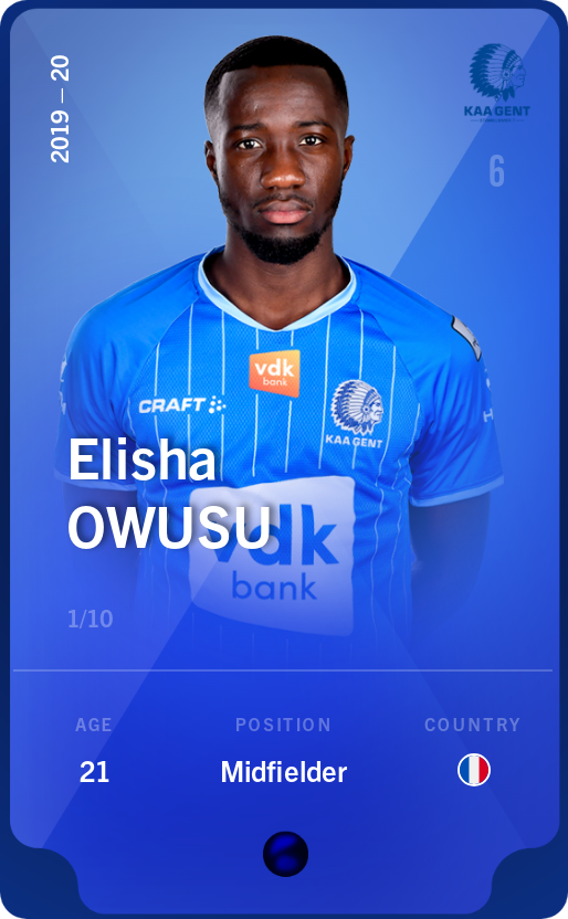 Sorare - Sorare Official - Elisha Owusu 2019-20 • Super Rare 1/10 - NFT # 74619409235990956960854654174159013438573568094346727750090538814246169765309